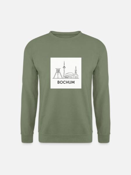 Bochum Skyline – Line Art - Unisex Pullover - Armeegrün