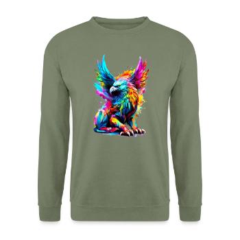 Painted Griffin - Unisex Sweatshirt - army green - Front - Alina (178cm) & Michal (187cm)