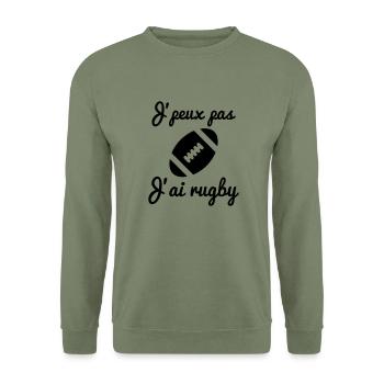 j'peux pas j'ai rugby - Sweat-shirt Unisexe - vert militaire - Devant - Alina (178cm) & Michal (187cm)