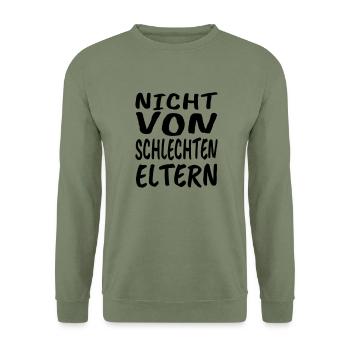 Nicht von schlechten Eltern - Unisex Pullover - Armeegrün - Vorne - Alina (178cm) & Michal (187cm)