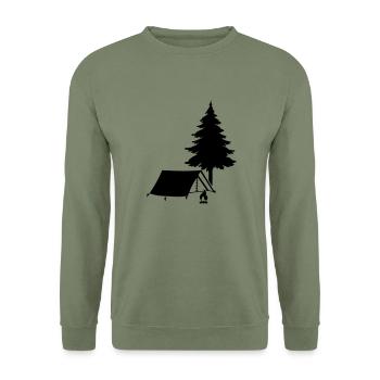 Camping Site - Unisex Sweatshirt - army green - Front - Alina (178cm) & Michal (187cm)