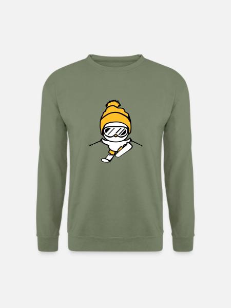 ski fahren kueken winter vogel spass klein suess n - Unisex Pullover - Armeegrün