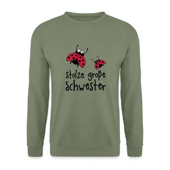 stolze_grosse_schwester_a_3c - Unisex Pullover - Armeegrün - Vorne - Alina (178cm) & Michal (187cm)