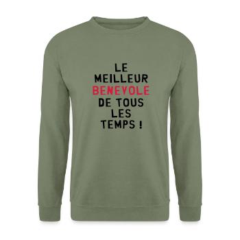Bénévolat / Bénévole / Solidaire / Humanitaire - Sweat-shirt Unisexe - vert militaire - Devant - Alina (178cm) & Michal (187cm)