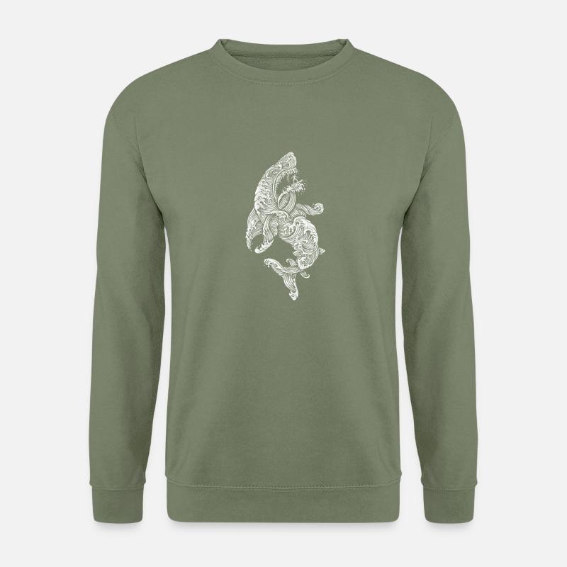 Shark Surfer - Unisex Pullover - Armeegrün