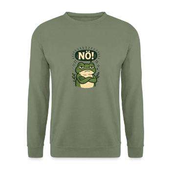 Statement Nope Frog Just No - Unisex Sweatshirt - army green - Front - Alina (178cm) & Michal (187cm)
