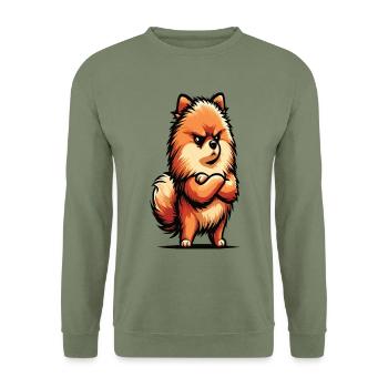 Pomeranian Dwarf Spitz Dwarf Spitz Holder Spitz - Unisex Sweatshirt - army green - Front - Alina (178cm) & Michal (187cm)