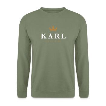 Karl Original Family Logo - Unisex Sweatshirt - army green - Front - Alina (178cm) & Michal (187cm)
