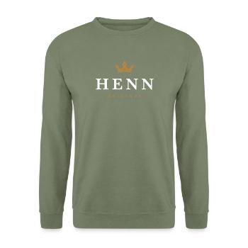 Henn Original Family Logo - Unisex Sweatshirt - army green - Front - Alina (178cm) & Michal (187cm)