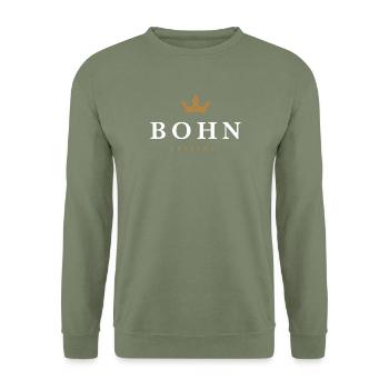 Logo original de la famille Bohn - Sweat-shirt Unisexe - vert militaire - Devant - Alina (178cm) & Michal (187cm)