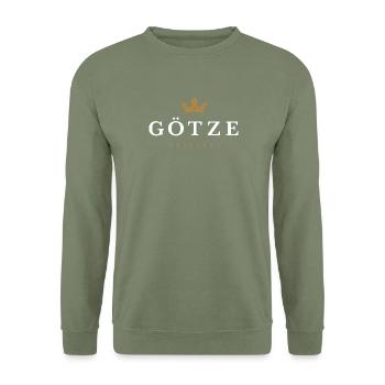 Logo original de la famille Götze - Sweat-shirt Unisexe - vert militaire - Devant - Alina (178cm) & Michal (187cm)
