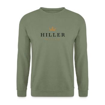 Hiller Original Familienlogo - Unisex Pullover - Armeegrün - Vorne - Alina (178cm) & Michal (187cm)