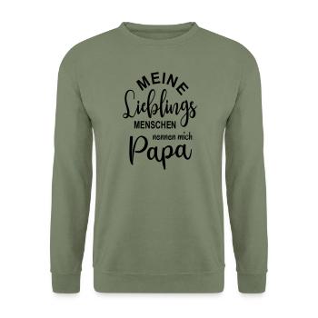 Papa Sohn Tochter Lieblingsmensch Töchter Söhne - Unisex Pullover - Armeegrün - Vorne - Alina (178cm) & Michal (187cm)