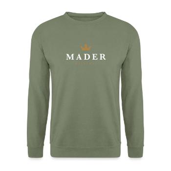 Logo original de la famille Mader - Sweat-shirt Unisexe - vert militaire - Devant - Alina (178cm) & Michal (187cm)