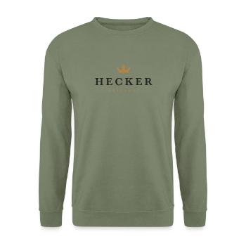 Hecker Original Familienlogo - Unisex Pullover - Armeegrün - Vorne - Alina (178cm) & Michal (187cm)