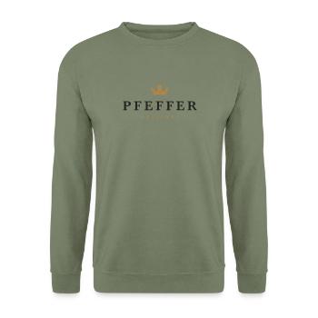 Pfeffer Original Familienlogo - Unisex Pullover - Armeegrün - Vorne - Alina (178cm) & Michal (187cm)