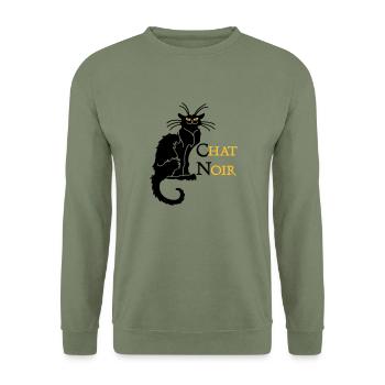 chat noir 'n (text, 2c) - Unisex Pullover - Armeegrün - Vorne - Alina (178cm) & Michal (187cm)