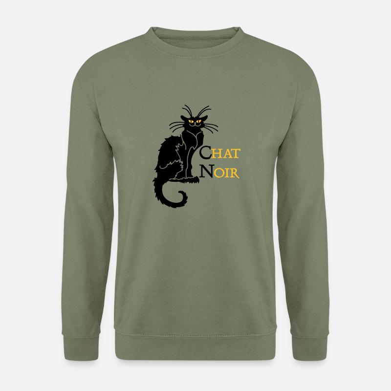 chat noir 'n (text, 2c) - Sweat-shirt Unisexe - vert militaire