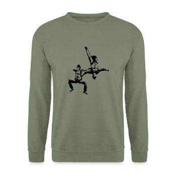 Free Fly - Sweat-shirt Unisexe - vert militaire - Devant - Alina (178cm) & Michal (187cm)