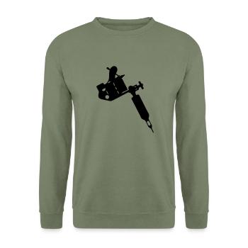 Tattoo gun - Sweat-shirt Unisexe - vert militaire - Devant - Alina (178cm) & Michal (187cm)
