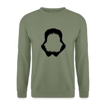 Shark Kiefer - Unisex Pullover - Armeegrün - Vorne - Alina (178cm) & Michal (187cm)