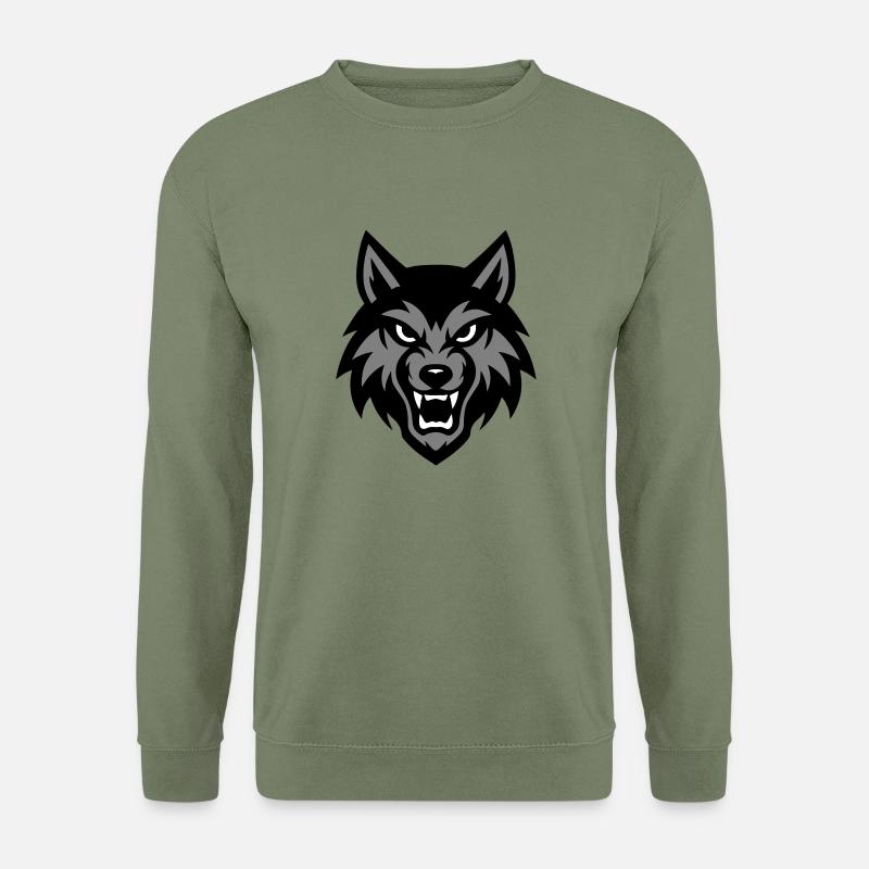 Wolf Kopf Tier - Unisex Pullover - Armeegrün