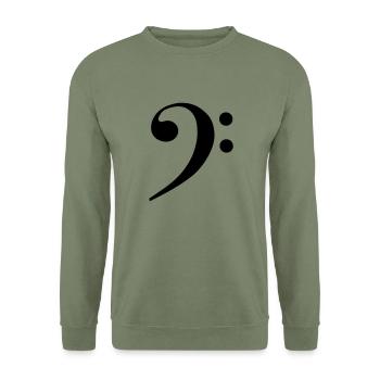 Bassschlüssel - Unisex Pullover - Armeegrün - Vorne - Alina (178cm) & Michal (187cm)