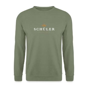 Schüler Original Familienlogo - Unisex Pullover - Armeegrün - Vorne - Alina (178cm) & Michal (187cm)