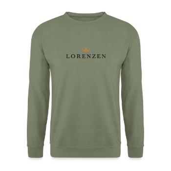 Lorenzen Original Familienlogo - Unisex Pullover - Armeegrün - Vorne - Alina (178cm) & Michal (187cm)