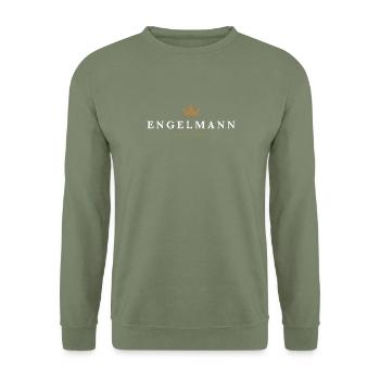 Engelmann Original Familienname - Unisex Pullover - Armeegrün - Vorne - Alina (178cm) & Michal (187cm)