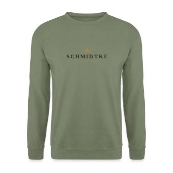 Schmidtke Original Familienlogo - Unisex Pullover - Armeegrün - Vorne - Alina (178cm) & Michal (187cm)