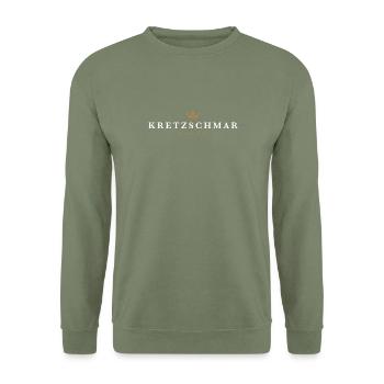 Kretzschmar Logo original de la famille - Sweat-shirt Unisexe - vert militaire - Devant - Alina (178cm) & Michal (187cm)