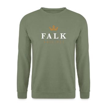 Falk Original Family Logo - Unisex Sweatshirt - army green - Front - Alina (178cm) & Michal (187cm)