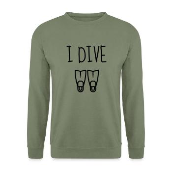 Tauchen / Taucher / Diving / Scuba Diving - Unisex Pullover - Armeegrün - Vorne - Alina (178cm) & Michal (187cm)