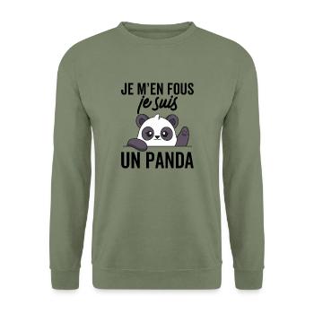 I don't care, I'm a panda - Unisex Sweatshirt - army green - Front - Alina (178cm) & Michal (187cm)