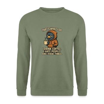 Je déteste les gens Dictons de bureau - Sweat-shirt Unisexe - vert militaire - Devant - Alina (178cm) & Michal (187cm)