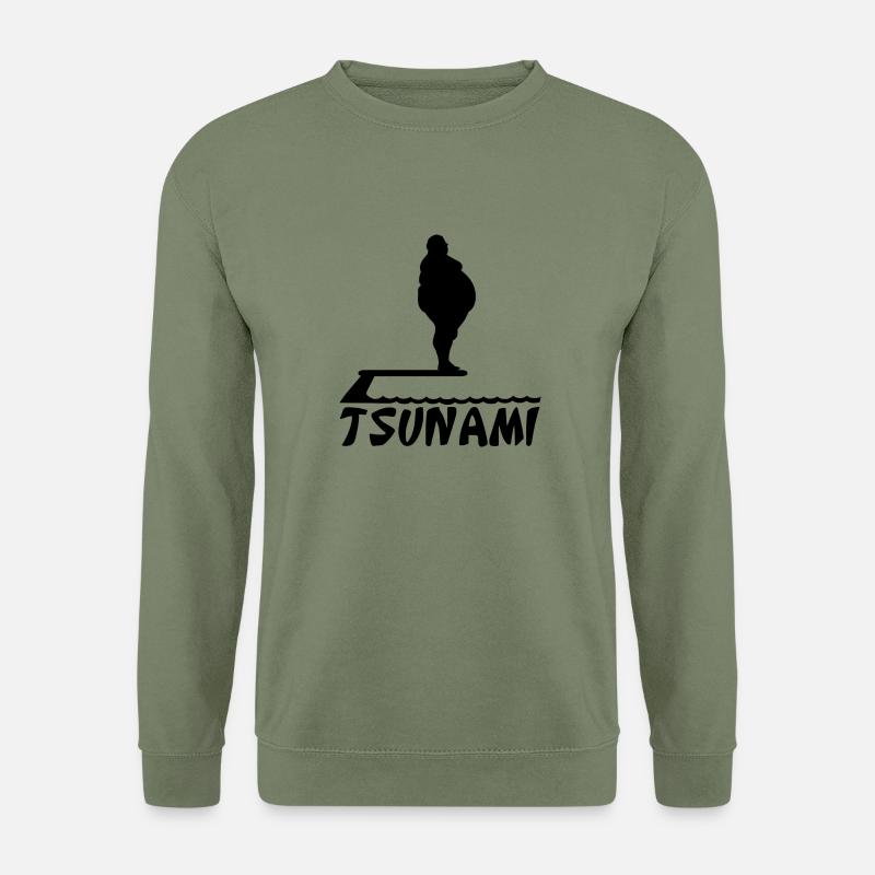 Fettsack Tsunami Silhouette dicker fetter Mann - Unisex Pullover - Armeegrün