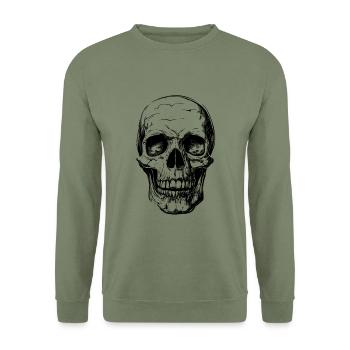 Skull Totenkopf schädel knochen - Unisex Pullover - Armeegrün - Vorne - Alina (178cm) & Michal (187cm)