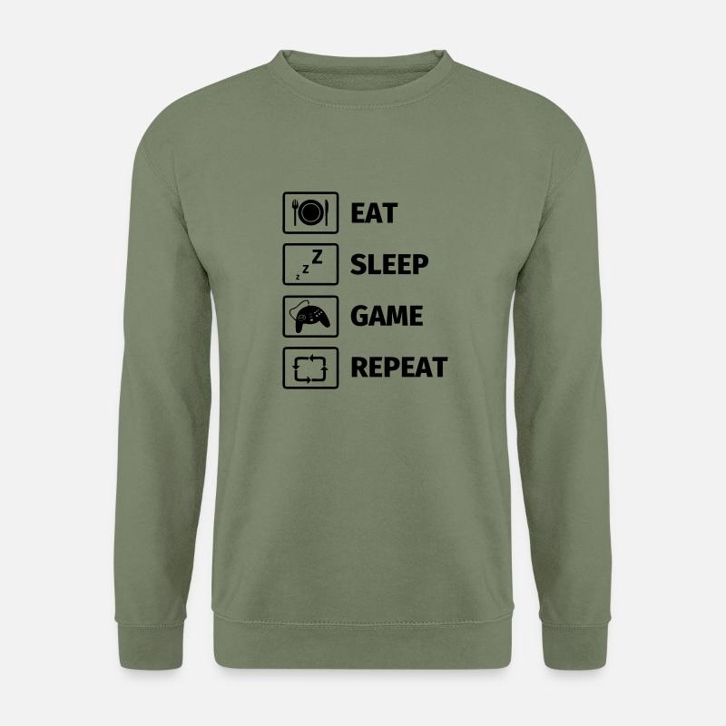 Eat Sleep Game Repeat - Unisex Pullover - Armeegrün