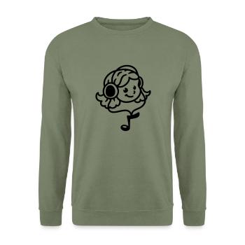 casque fille - ligne - Sweat-shirt Unisexe - vert militaire - Devant - Alina (178cm) & Michal (187cm)