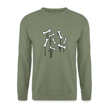 graffiti drops bones pattern dead many skeleton - Unisex Sweatshirt - army green - Front - Alina (178cm) & Michal (187cm)