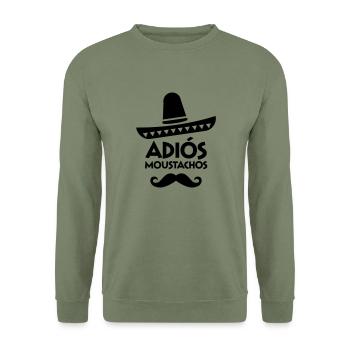 Adiós Moustachos - Unisex Pullover - Armeegrün - Vorne - Alina (178cm) & Michal (187cm)