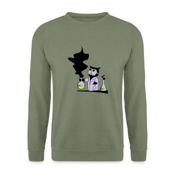Dr rer nat Owl - Unisex Sweatshirt - army green - Front - Alina (178cm) & Michal (187cm)