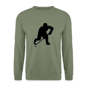 Silhouette de hockey sur glace - Sweat-shirt Unisexe - vert militaire - Devant - Alina (178cm) & Michal (187cm)
