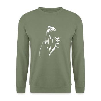 Drôle de majeur Alliance Cadeau de fiançailles - Sweat-shirt Unisexe - vert militaire - Devant - Alina (178cm) & Michal (187cm)