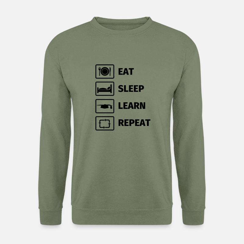 EAT SLEEP LEARN REPEAT - Unisex Sweatshirt - army green