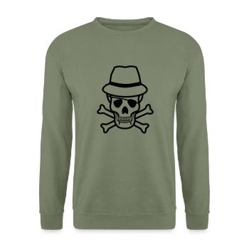 Skull - Unisex Pullover - Armeegrün - Vorne - Alina (178cm) & Michal (187cm)