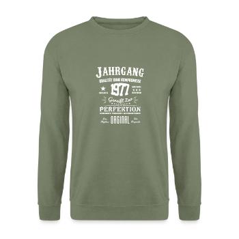 Original Jahrgang 1977 - Unisex Pullover - Armeegrün - Vorne - Alina (178cm) & Michal (187cm)