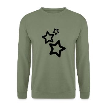 Sterne - Unisex Pullover - Armeegrün - Vorne - Alina (178cm) & Michal (187cm)