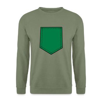 Brusttasche für T-Shirts (Farbauswahl) - Unisex Pullover - Armeegrün - Vorne - Alina (178cm) & Michal (187cm)